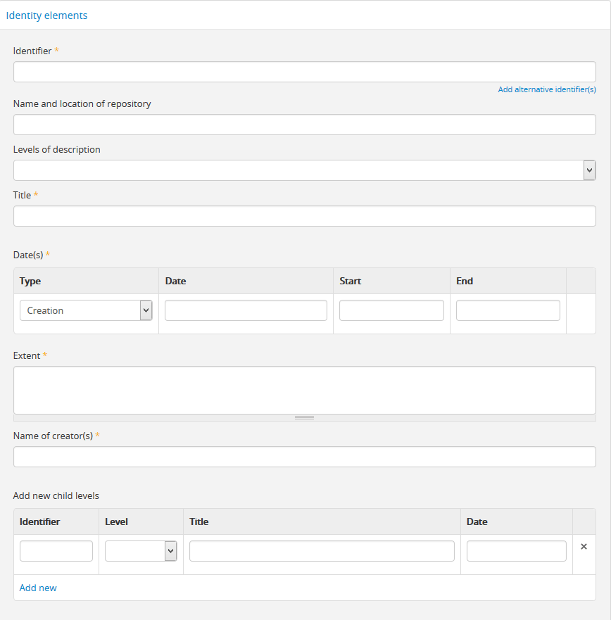Describing Archives A Content Standard (DACS 2013) data entry and CSV