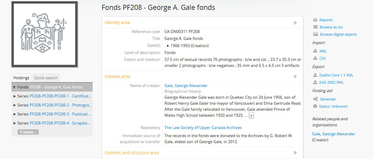 Settings Documentación (Version 2.3) AtoM Open Source Archival