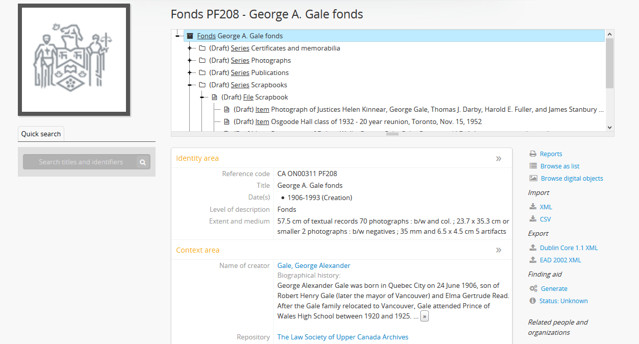 Settings Documentação (Version 2.3) AtoM Open Source Archival
