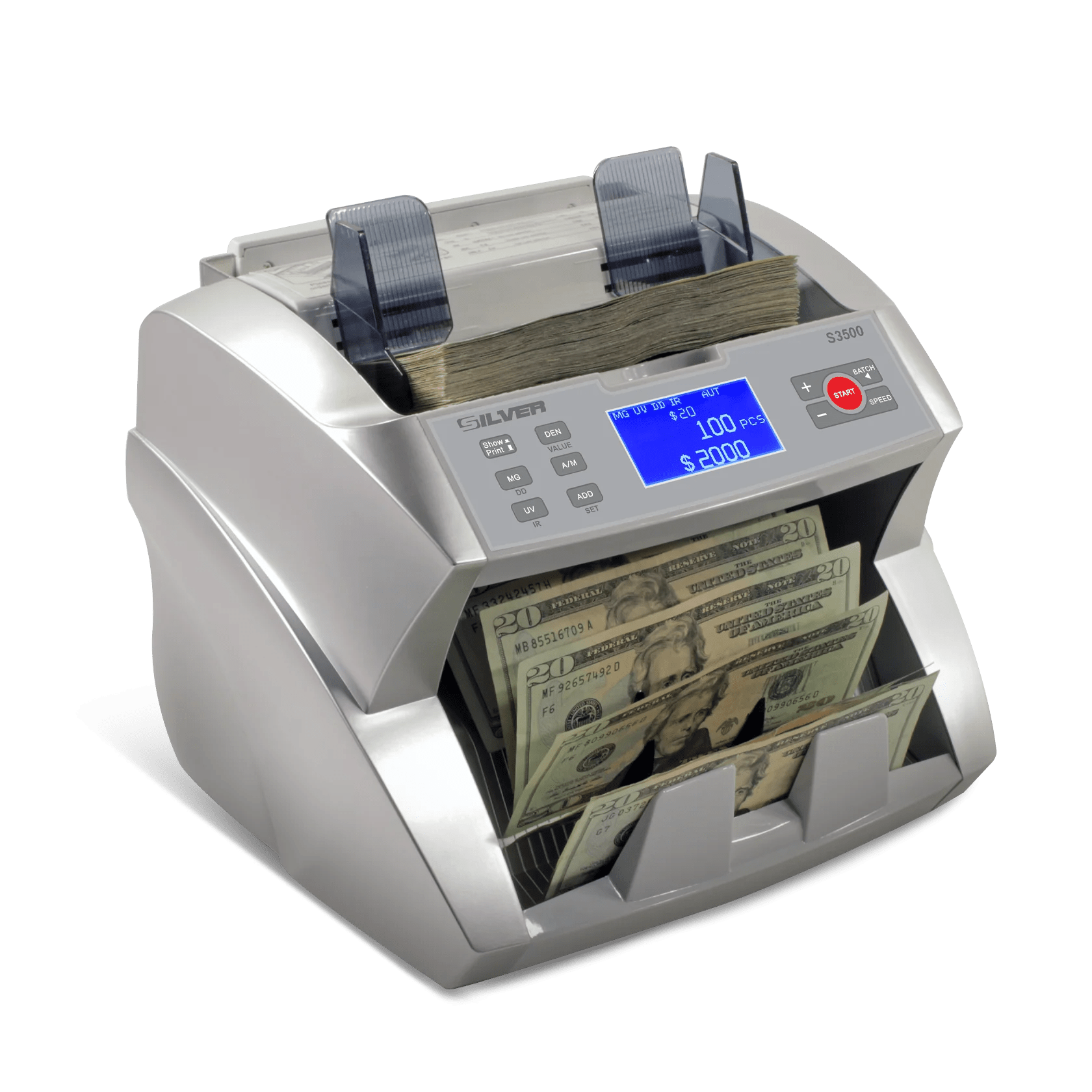 S3500 High Speed Bill Counter MGUV SILVER By AccuBANKER