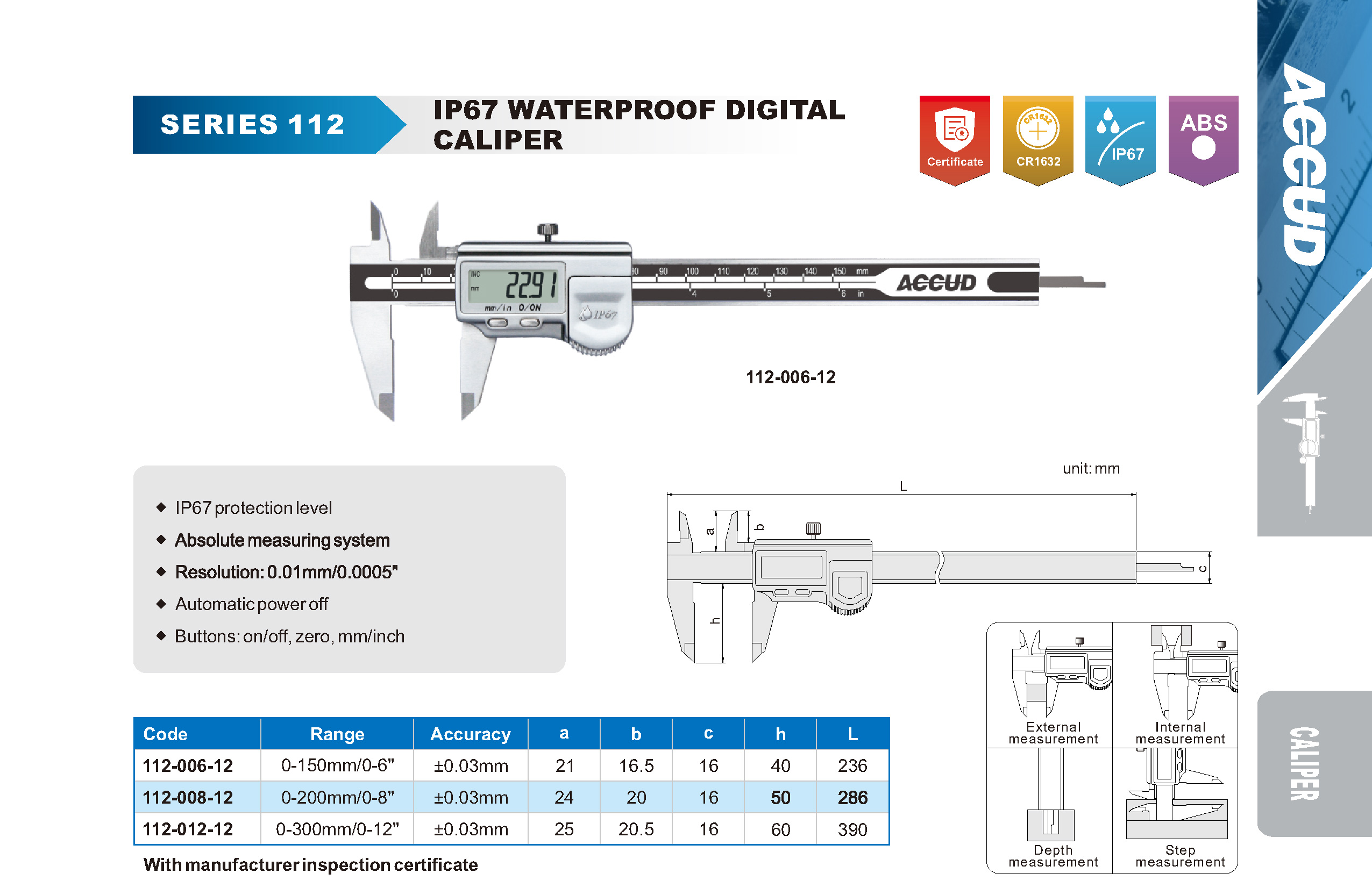 IP67 DIGITAL CALIPER ACCUD