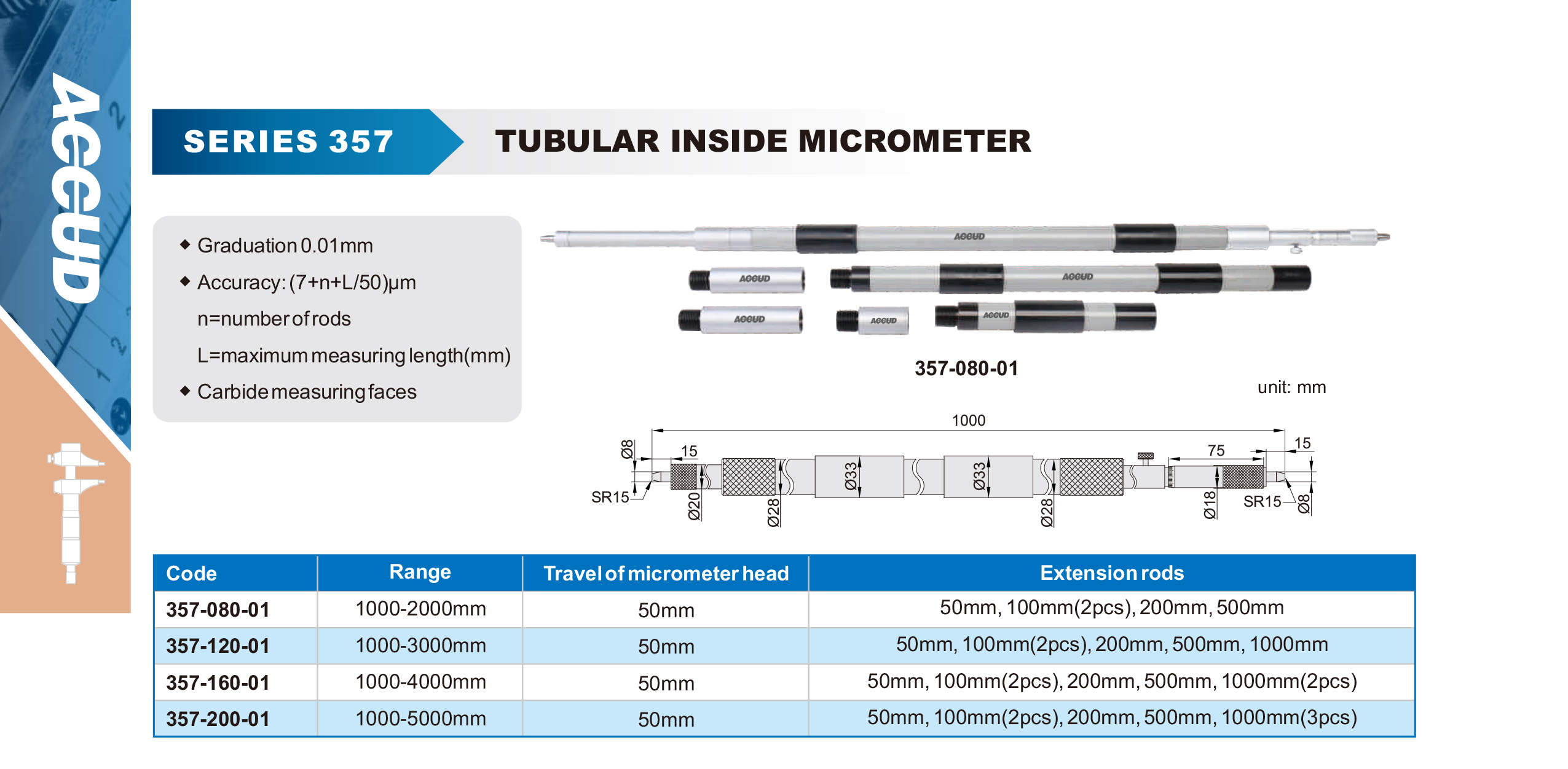 TUBULAR INSIDE MICROMETER ACCUD