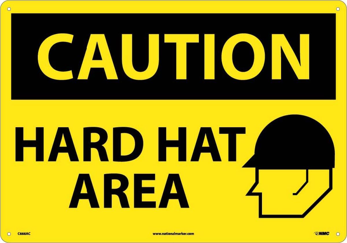 LARGE FORMAT CAUTION HARD HAT AREA SIGN (C666AD)