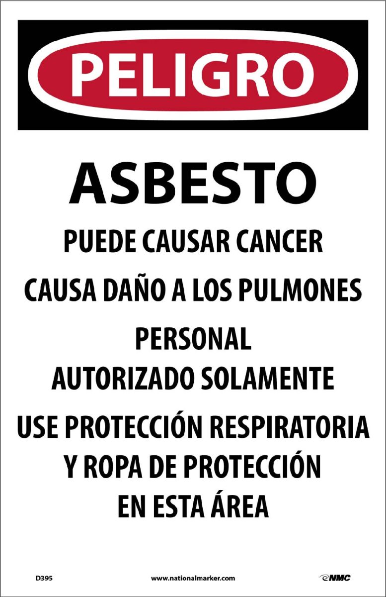 DANGER ASBESTOS DUST HAZARD PAPER HAZARD SIGN (D395)
