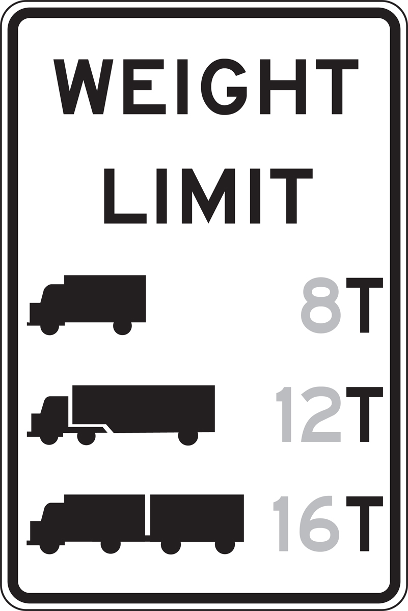 Weight Limit _ T SemiCustom Truck Restriction Sign FRR497