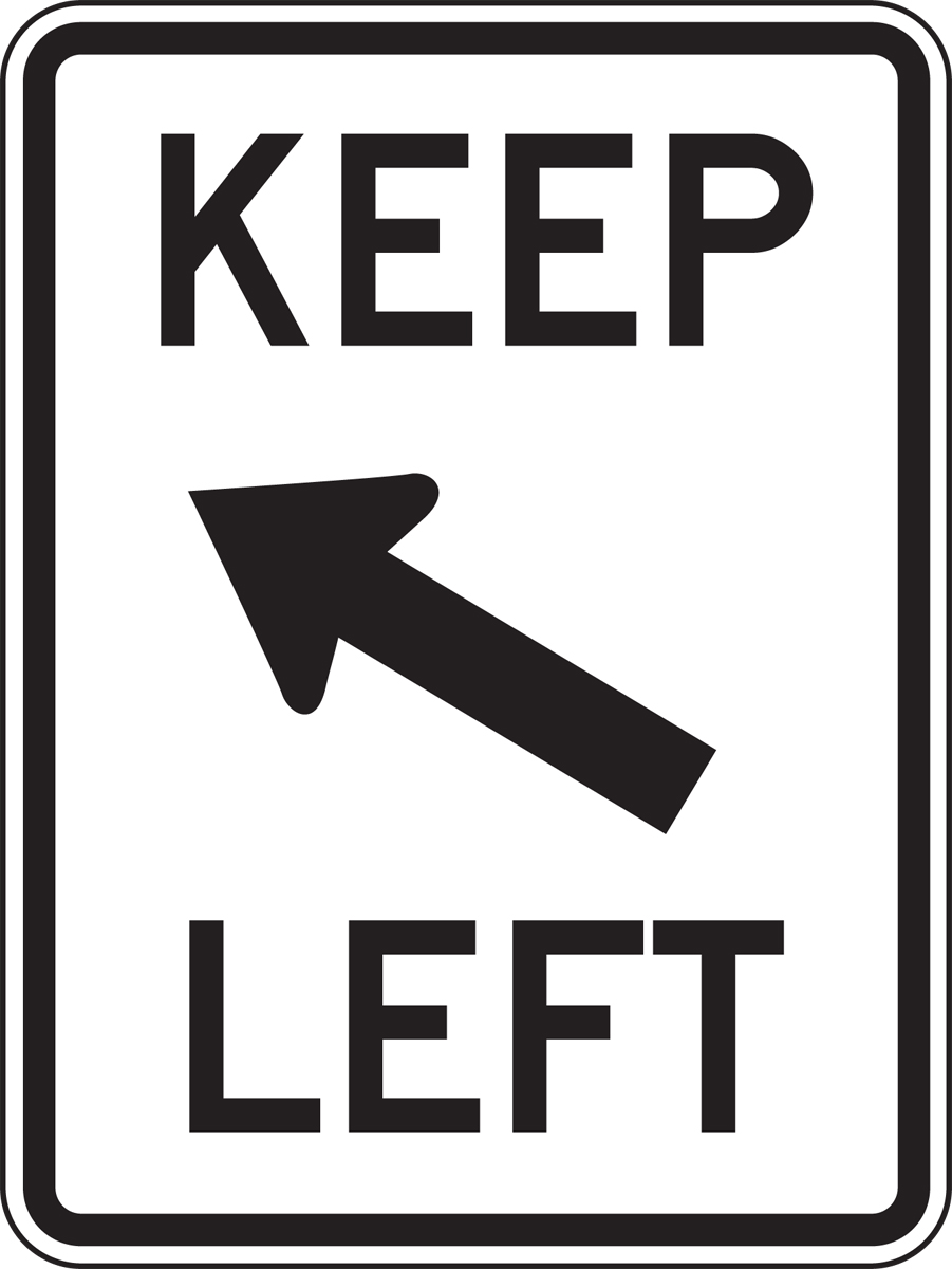 Keep Left (Diagonal) Lane Guidance Sign FRR761 R48b