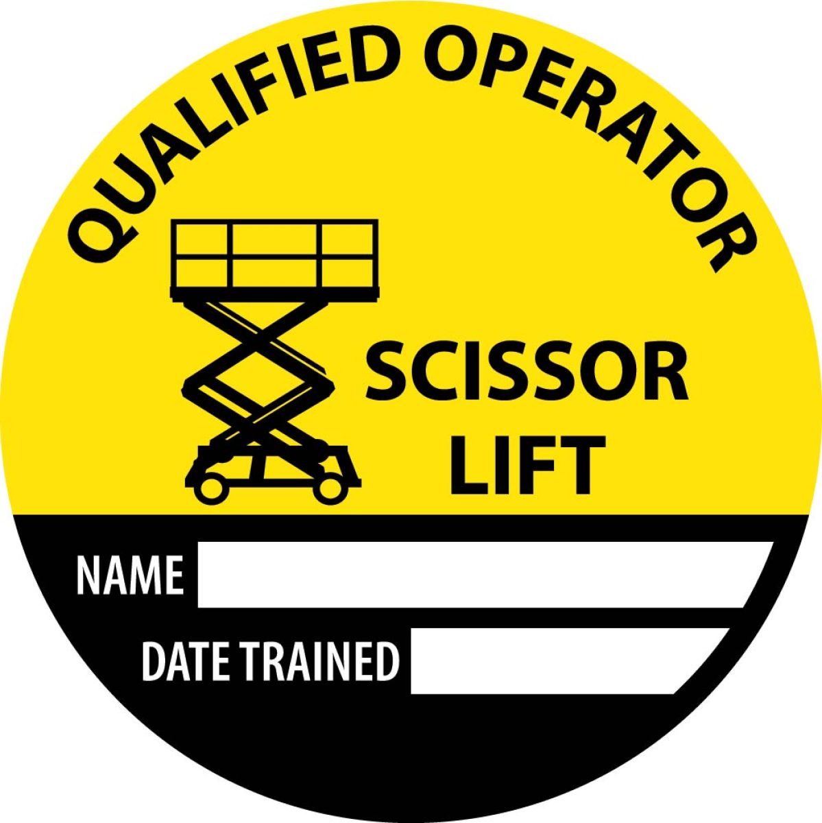 SAFETY TRAINED SCISSOR LIFT NAME DATE TRAINED HARD HAT LABEL (HH148)