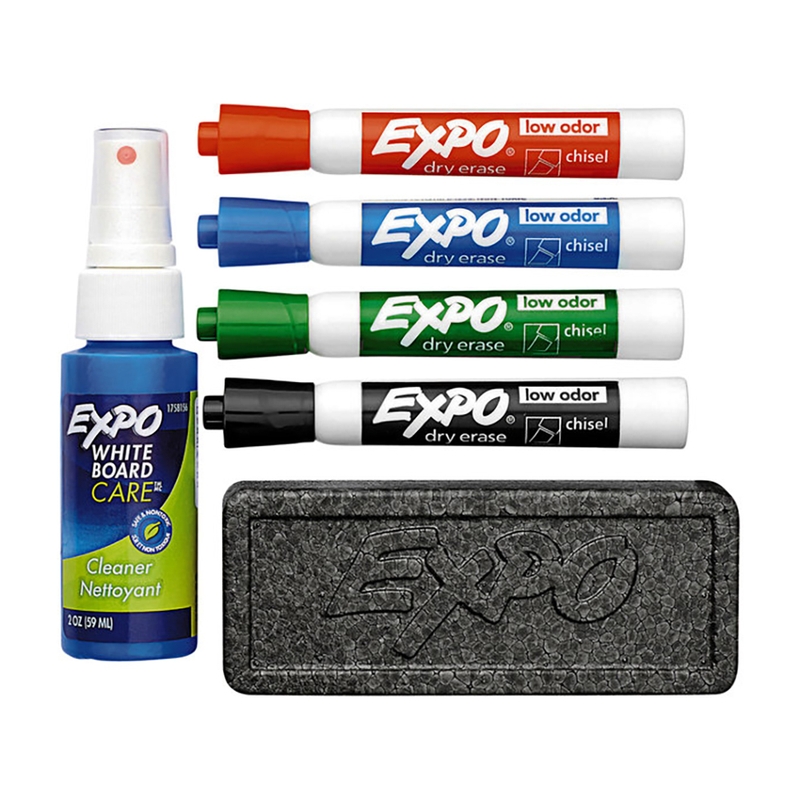 Dry Erase Set Markers, Eraser and Spray Cleaner Kit (HMD109)