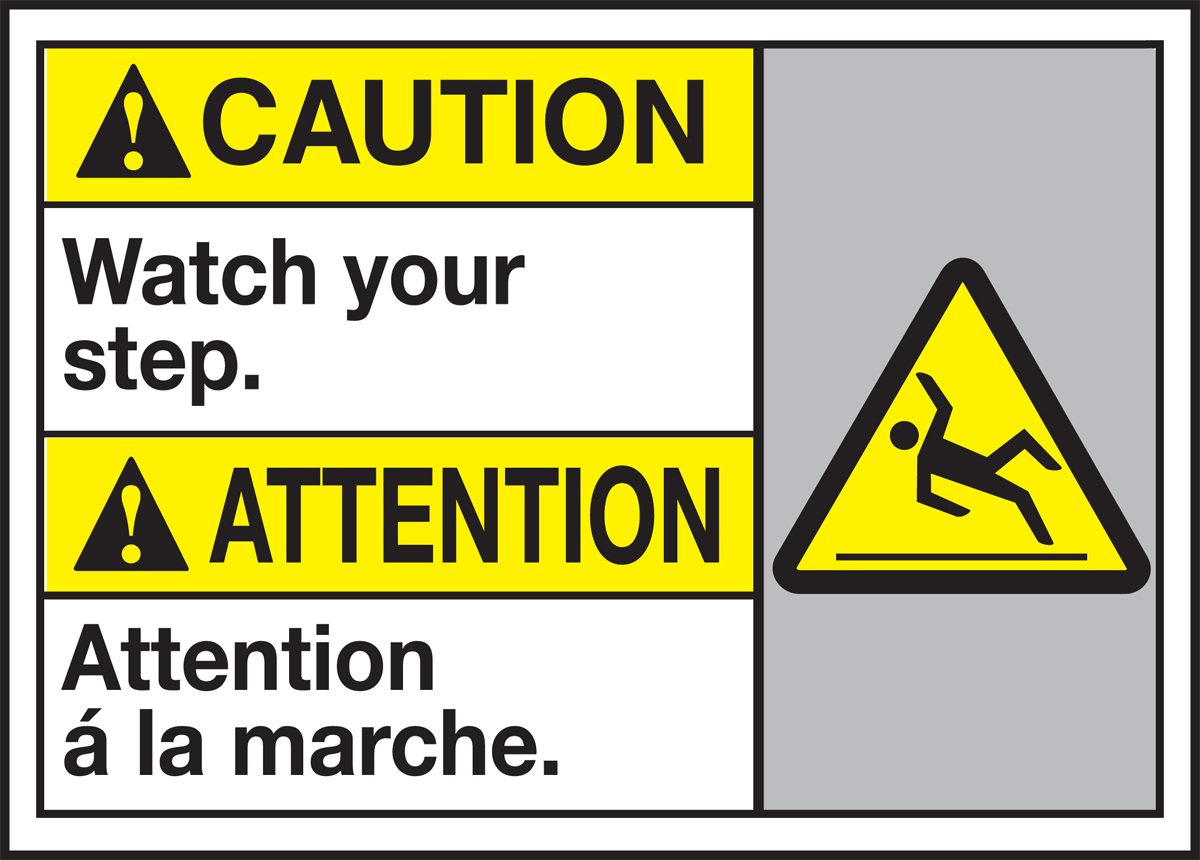 Watch Your Step Bilingual ANSI Caution Safety Sign MAFC661
