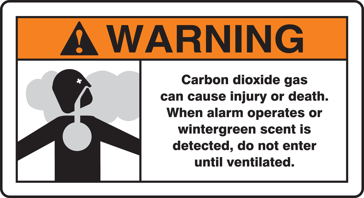 ANSI Warning Safety Sign Carbon Dioxide Gas Can Cause Injury Or Death