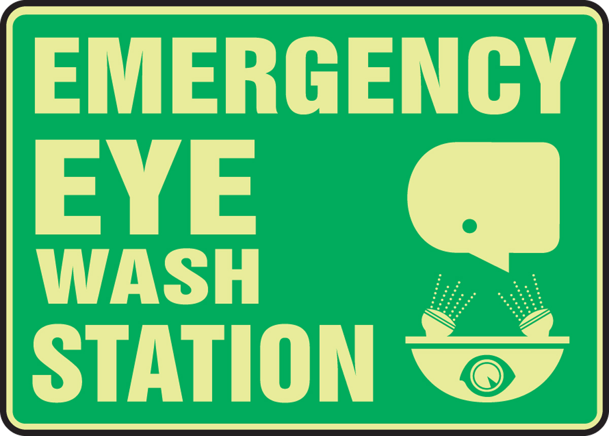 Emergency Eye Wash Station LumiGlow™ Safety Sign MLFS560