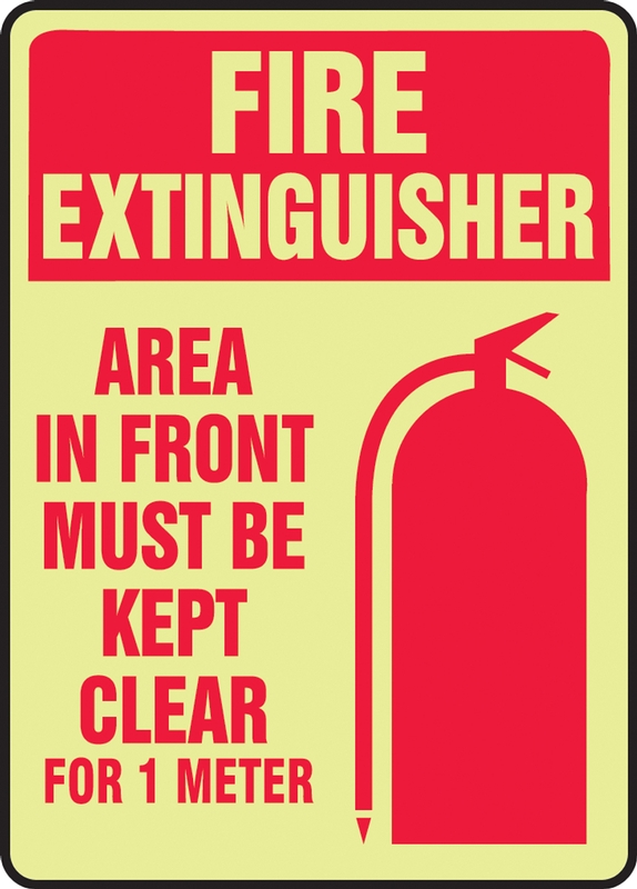 GlowInTheDark Fire Extinguisher Safety Sign Area In Front Must Be
