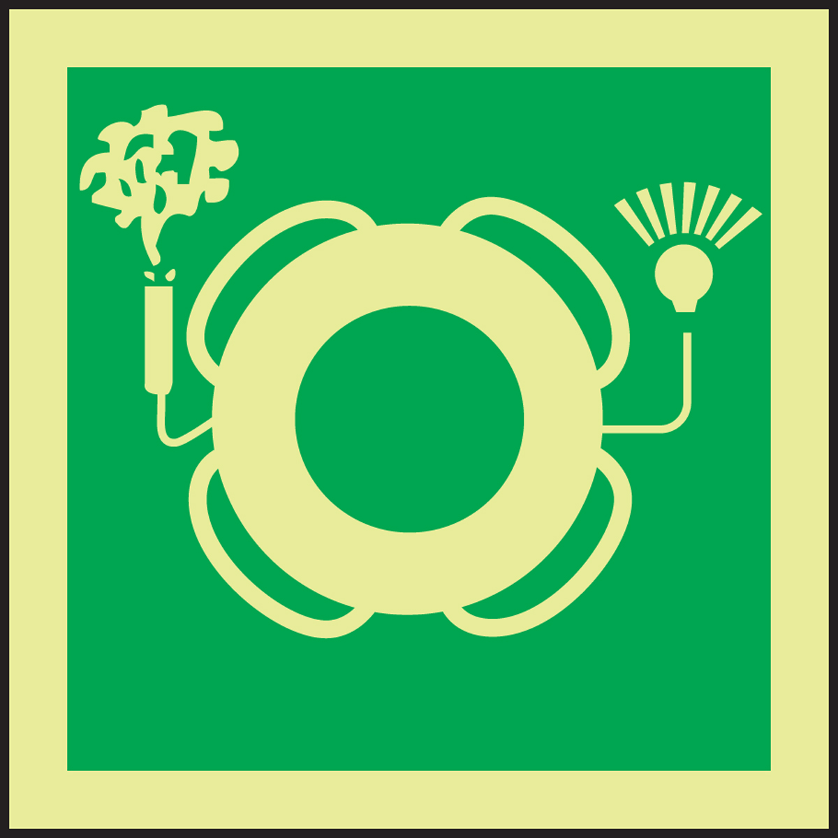 Life Buoy With Light And Smoke IMO Evacuation & First Aid Sign MLMR118