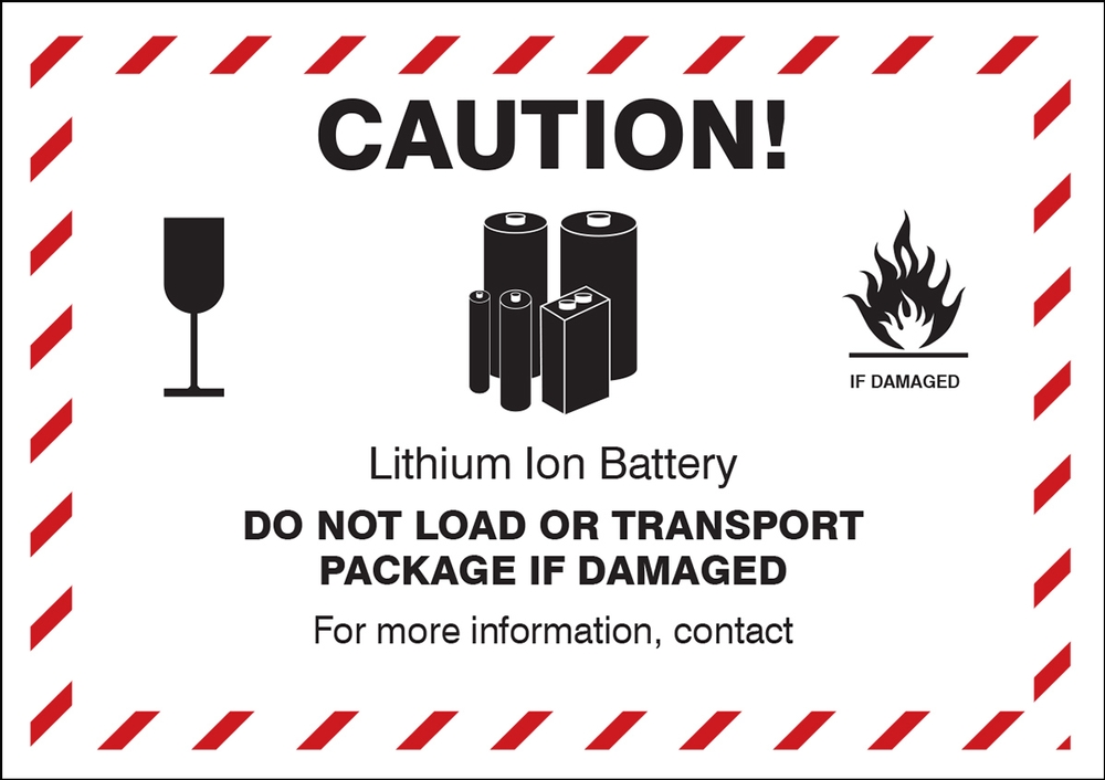 Shipping Label: Caution Lithium Ion Battery Do Not Load Or Transport
