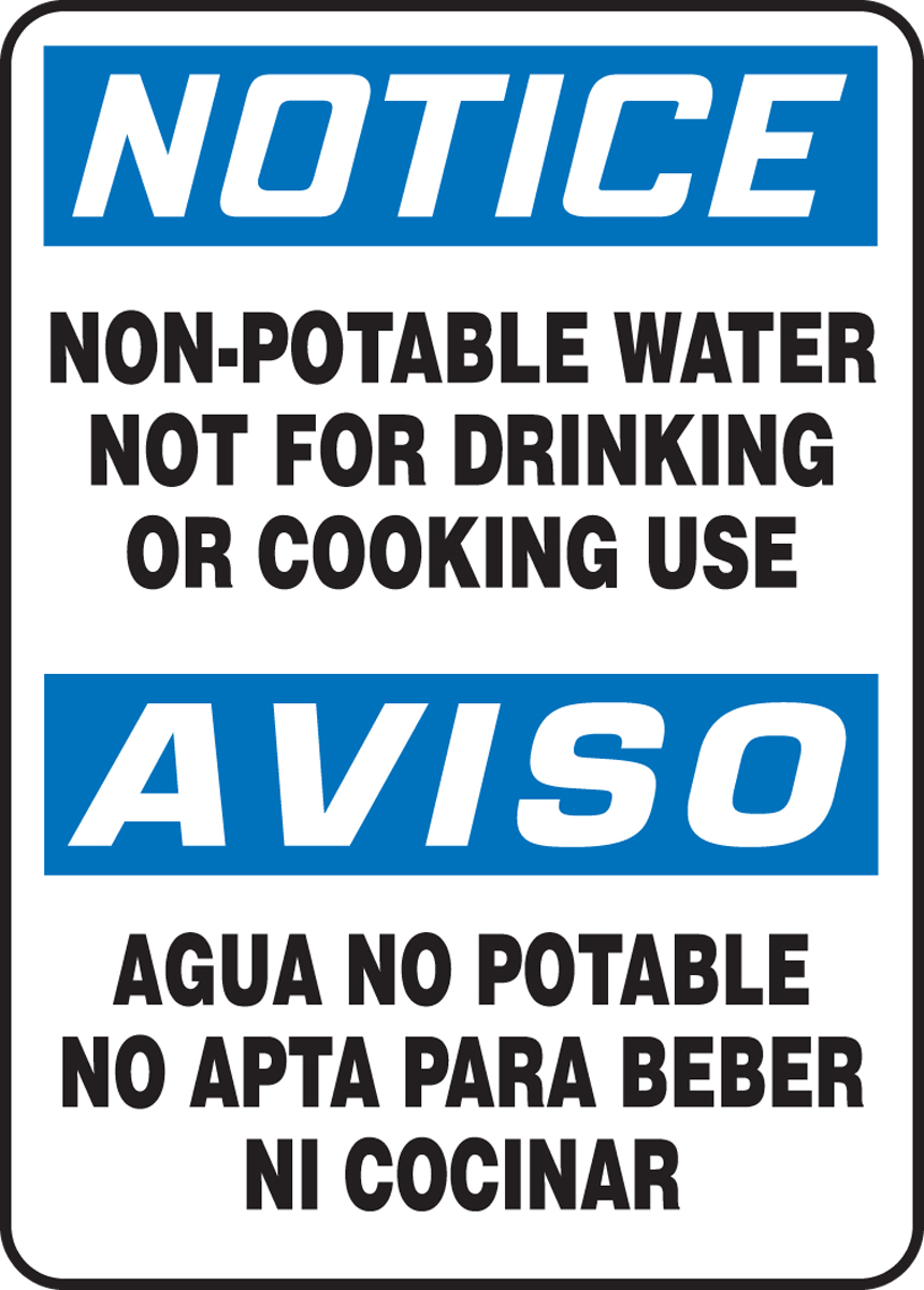 NonPotable Water... Bilingual OSHA Notice Safety Sign SBMCAW805