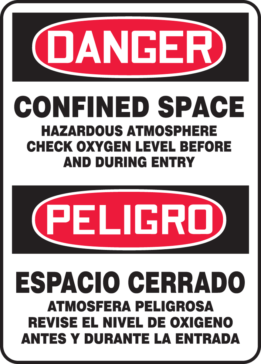 Confined Space Hazardous Bilingual OSHA Danger Safety Sign SBMCSP078