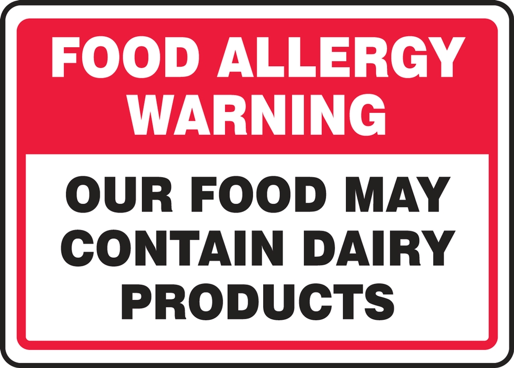 Our Food May Contain Dairy Products Food Allergy Warning MSFA503