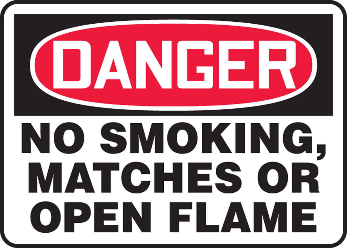 No Smoking, Matches Or Open Flame OSHA Danger Safety Sign MSMK025