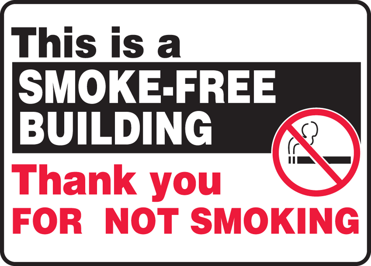 SmokeFree Building Thank You Smoking Control Sign MSMK910