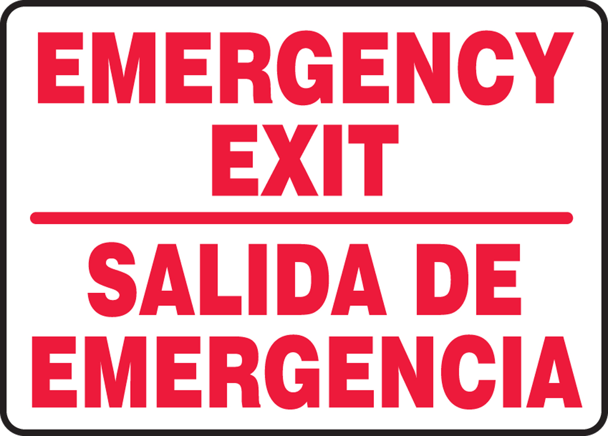 Emergency Exit Bilingual Safety Sign SBMADM510M