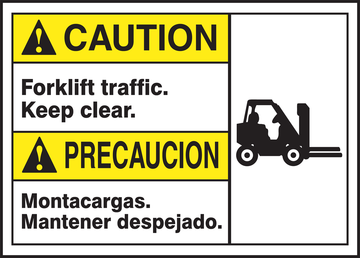Forklift Traffic Keep Clear Spanish Bilingual ANSI ISO Sign MTAS608