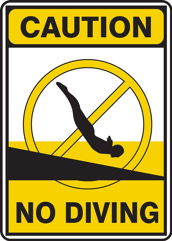 No Diving ANSI Caution Safety Sign MADM628