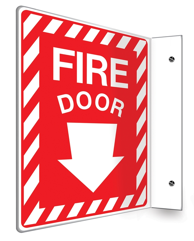 Projection™ Safety Sign Fire Door (Down Arrow) (PSP429)