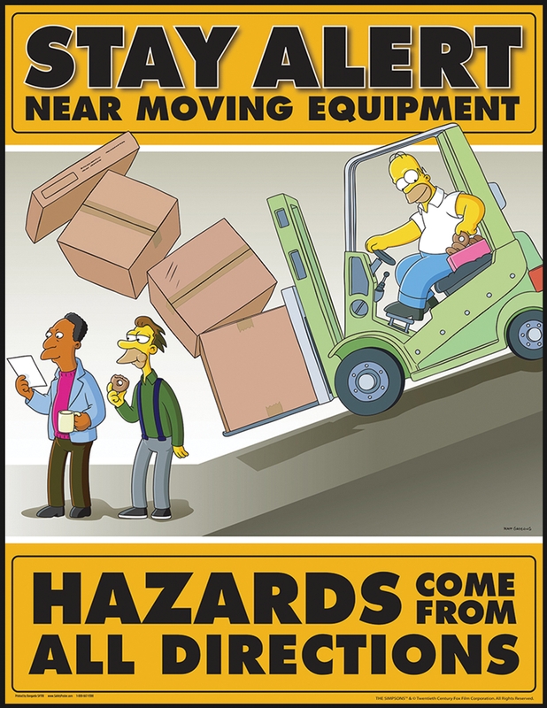 Stay Alert Near Moving Equipment The Simpsons™ Safety Posters PST549
