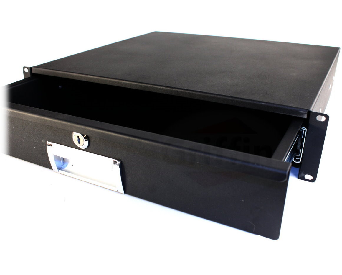 2U Rack Mount Drawer Server Deep Studio Gear Sliding Shelf Locking
