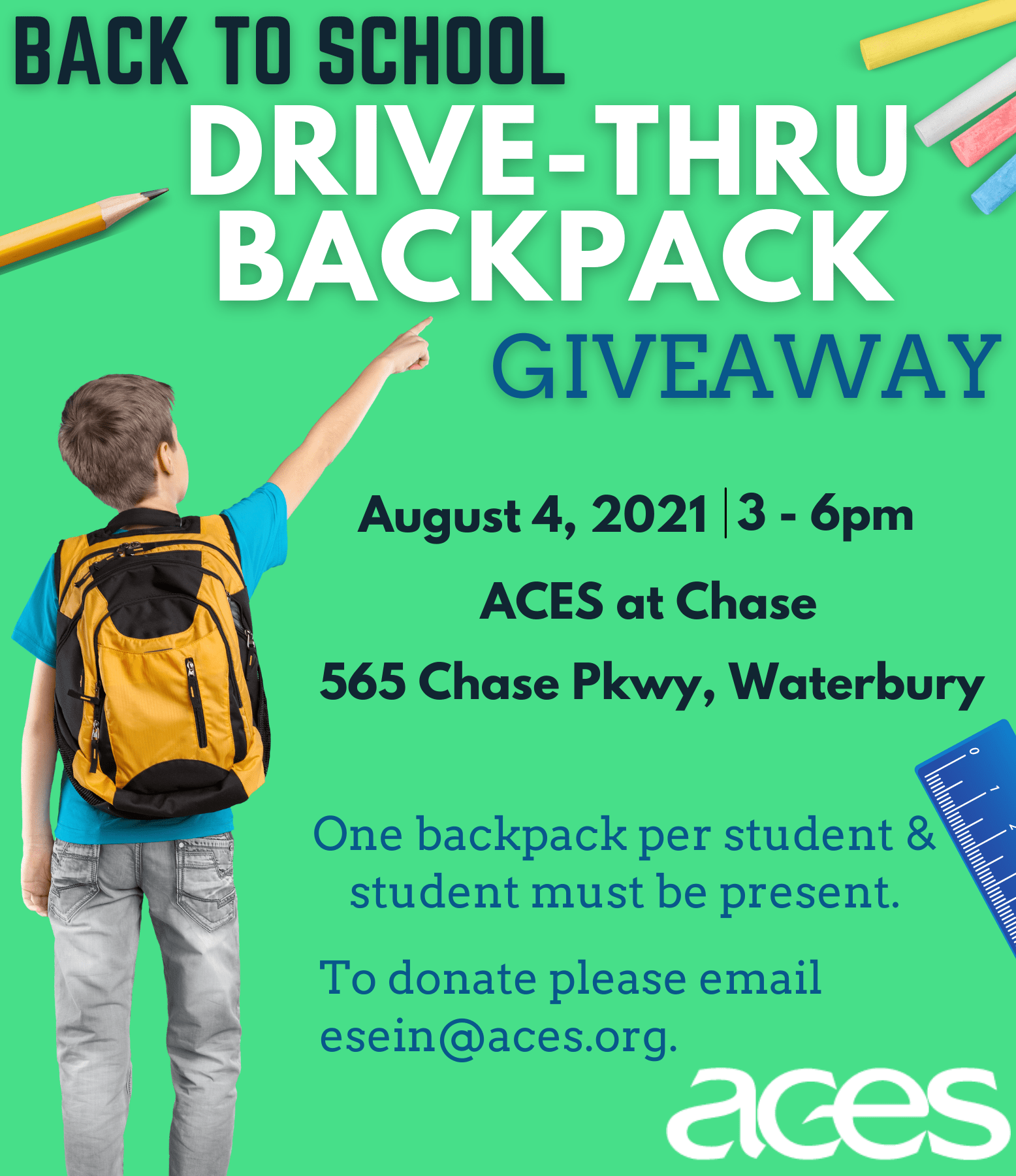 ACES 1st Back to School DriveThru Backpack Giveaway ACES