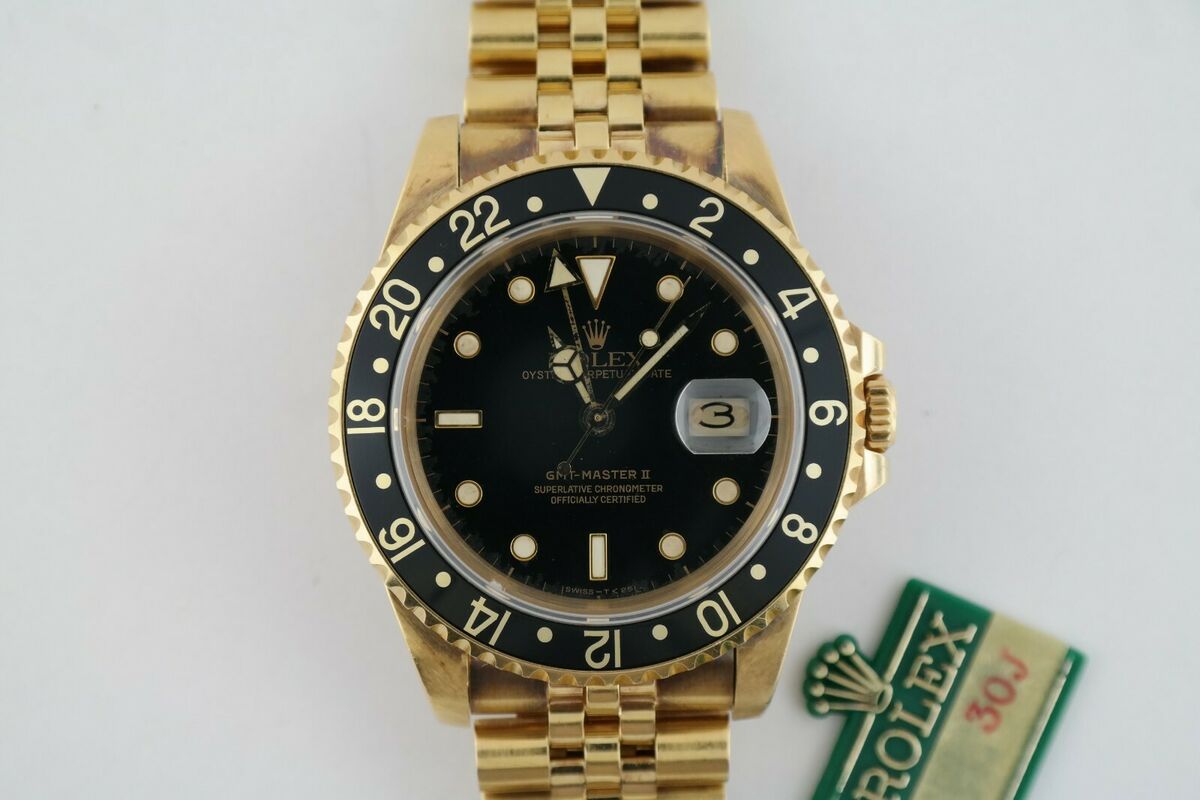 Vintage Rolex Gmt Master Ii 16758 Black Dial Jubilee Band Box Papers Year 1984 Estate Watch And Jewelry Buyers Houston Ace Watch Company