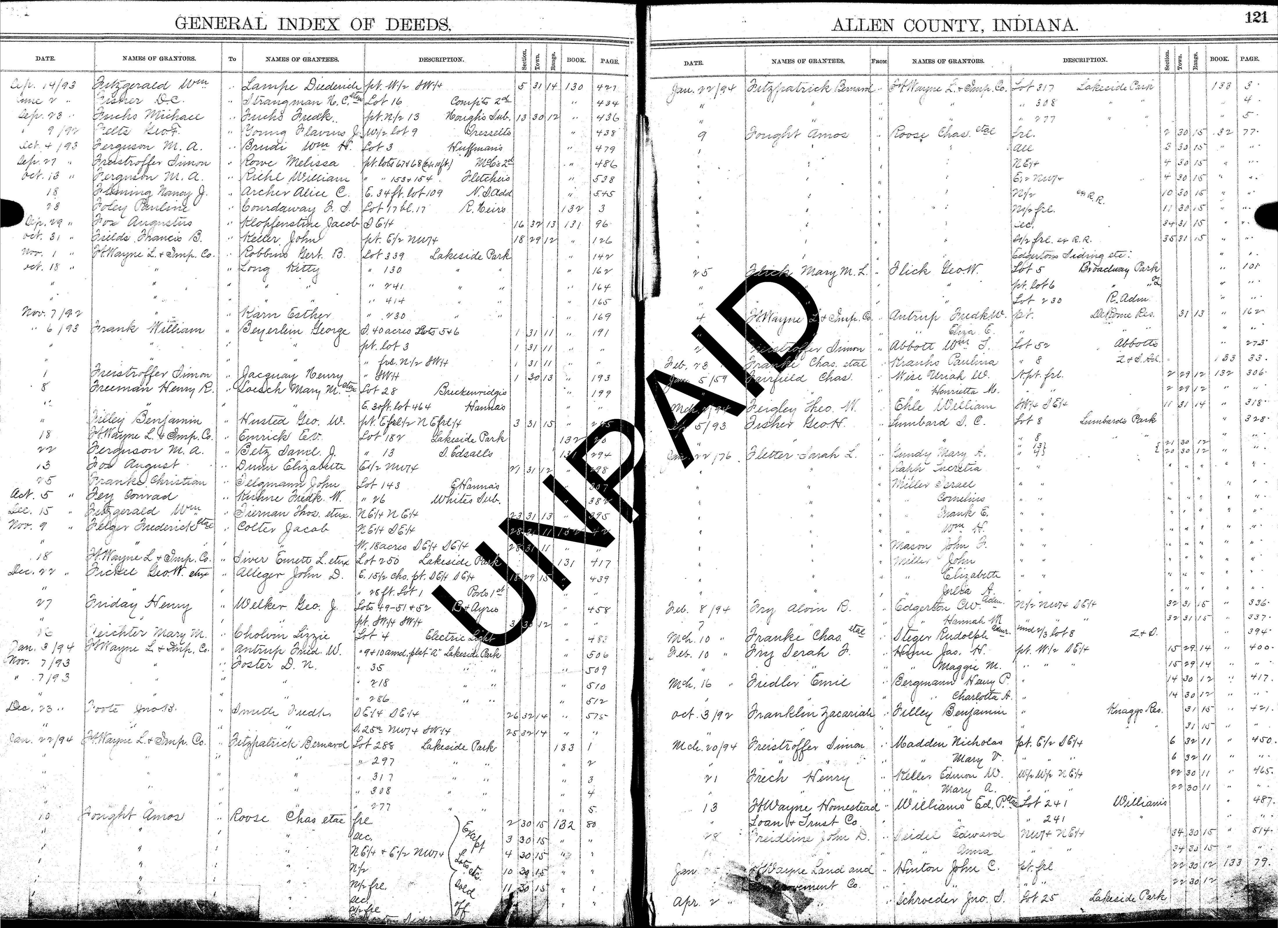 ACGSI Allen County Deed Index