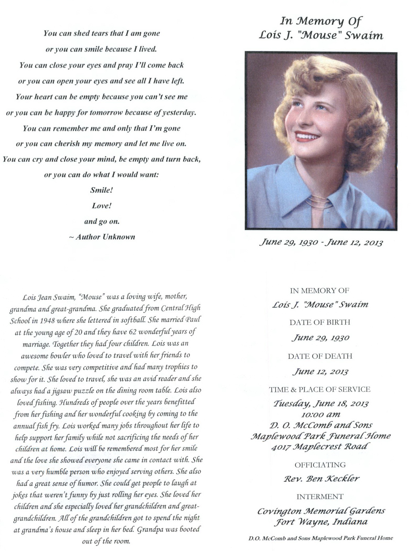 ACGSI Funeral Card Collection