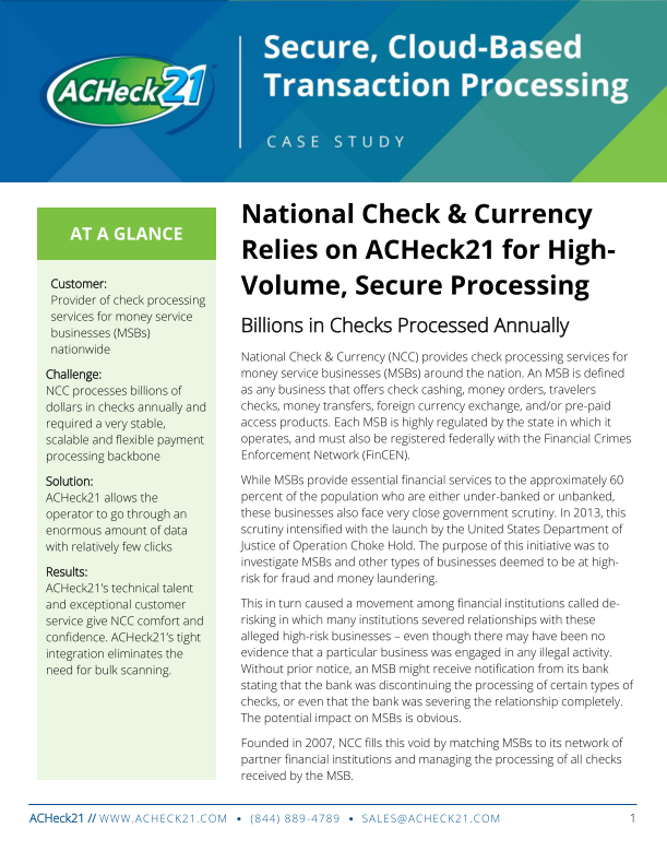 ACH & Check 21 FinTech Payment Processing Solutions