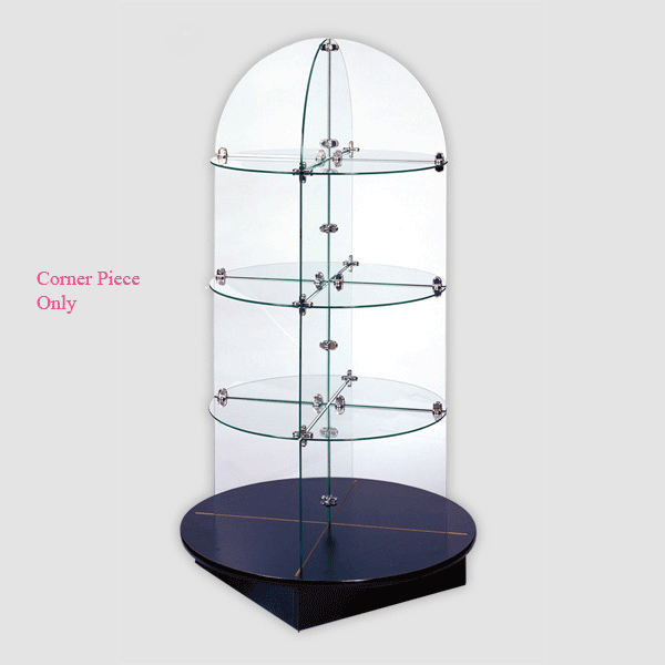 12" Quarter Round Corner Tempered Glass Shelves, Tempered Glass Shelves