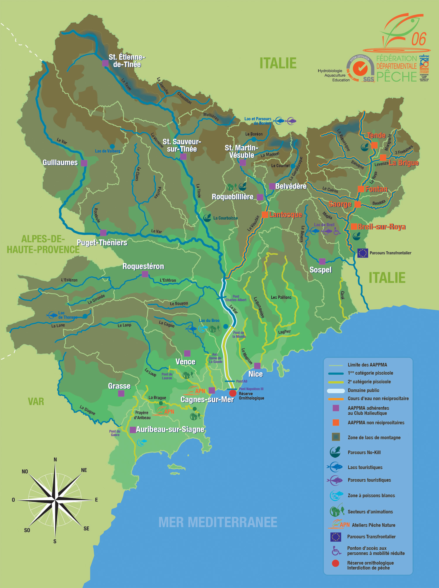 AlpesMaritimes (06) Coins de pêche (lacs, rivières, eau douce et eau