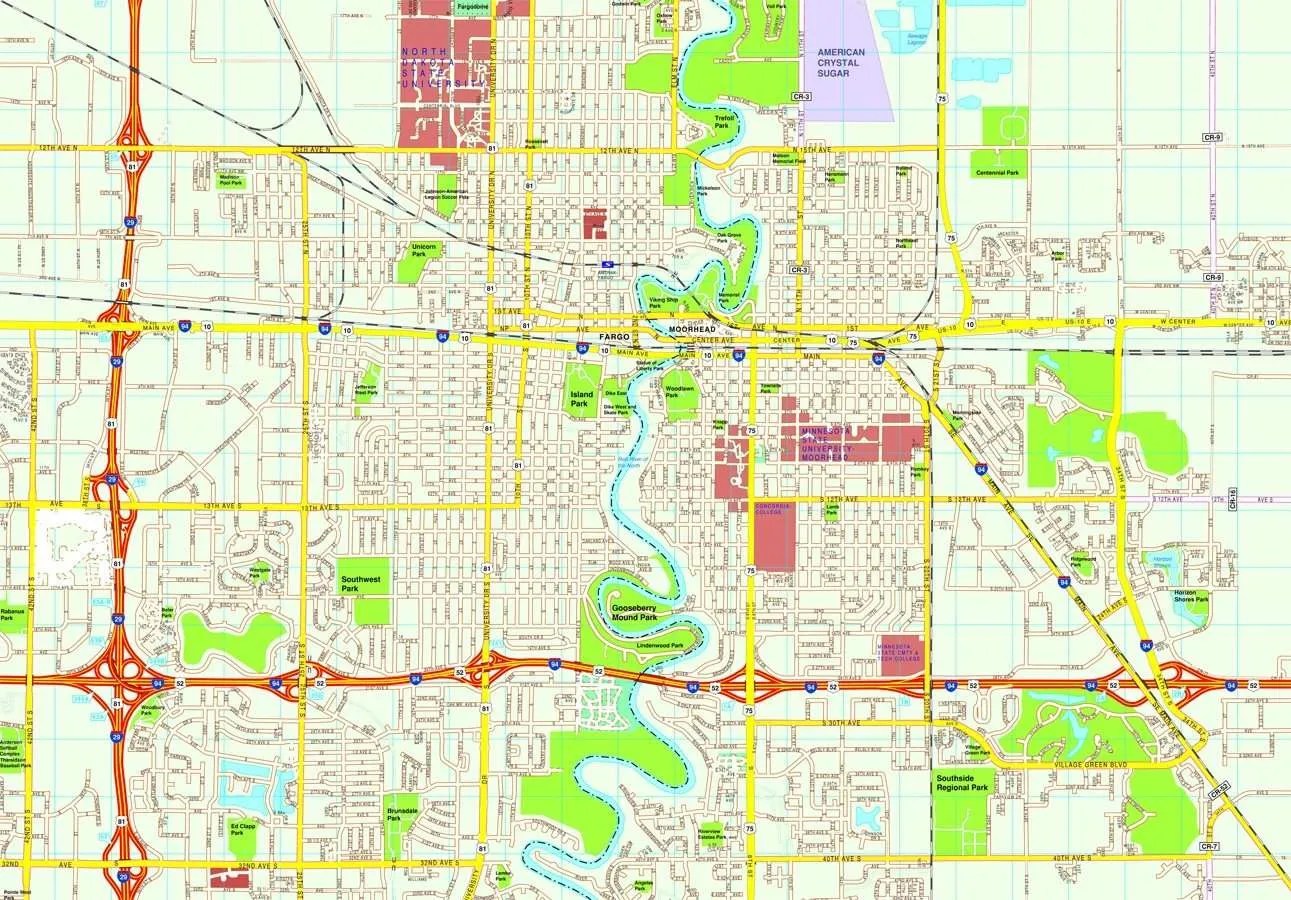 Fargo map. Eps Illustrator Vector City Maps USA America Order and