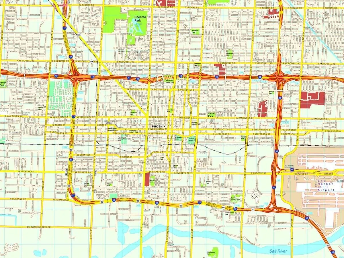 Phoenix In Usa Map Phoenix map. Eps Illustrator Vector City Maps USA America Order and