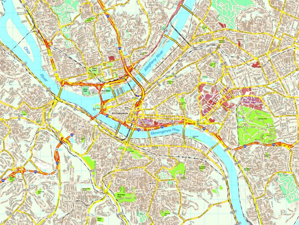 Pittsburg map. Eps Illustrator Vector City Maps USA America Order and