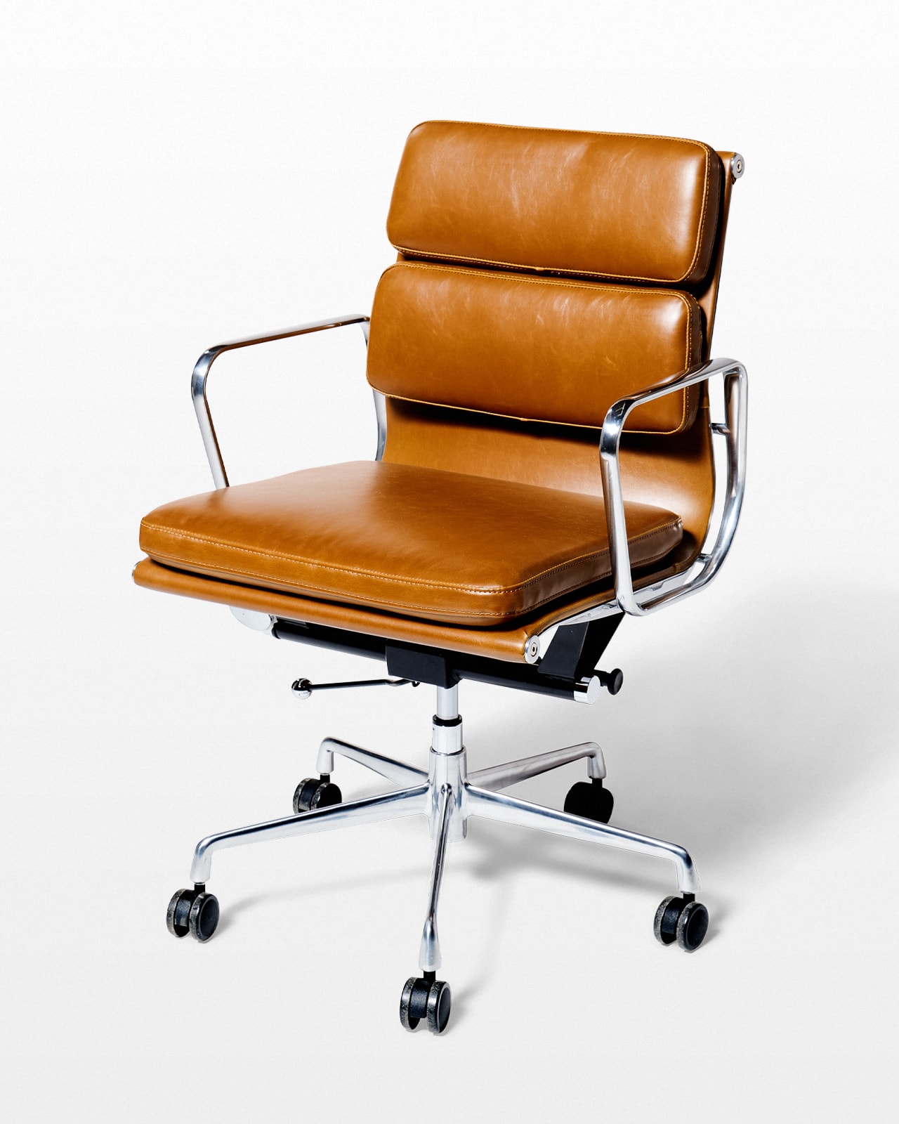 CH826 Jefferson Brown Leather Rolling Desk Chair Prop Rental ACME