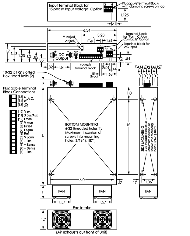 Switching Regulated Power Supply (to 720 watts) Low Profile Power Supply (Drawing) Acopian