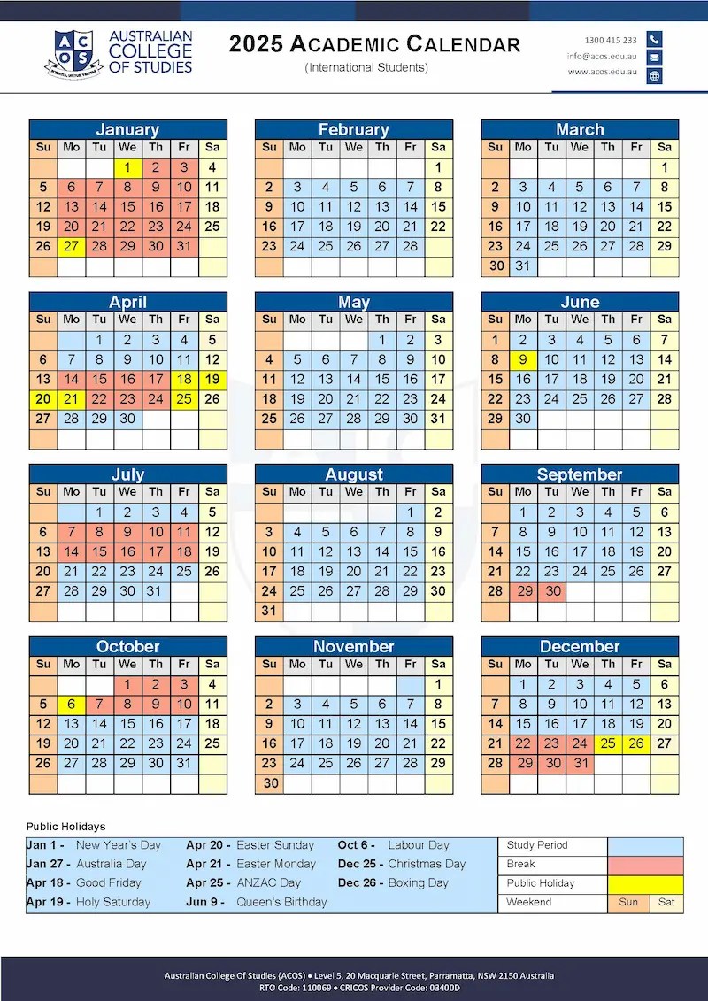 ACOS' Academic Calendar Important Dates for 2020 ACOS' Academic Calendar Important Dates for 2020