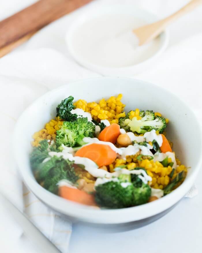 Yellow Rice Bowls with Broccoli & Kale A Couple Cooks