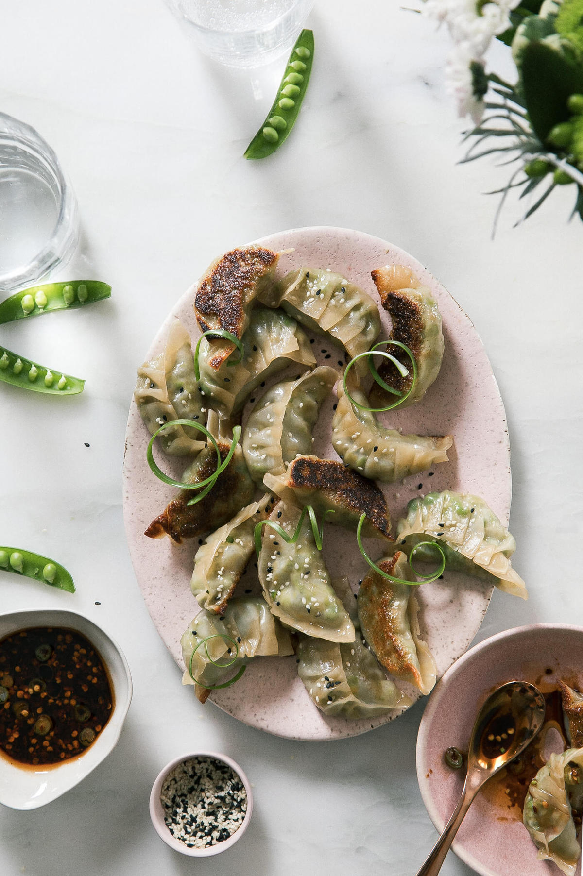 Spring Vegetable Pot Stickers with Peas and Leeks A Cozy Kitchen