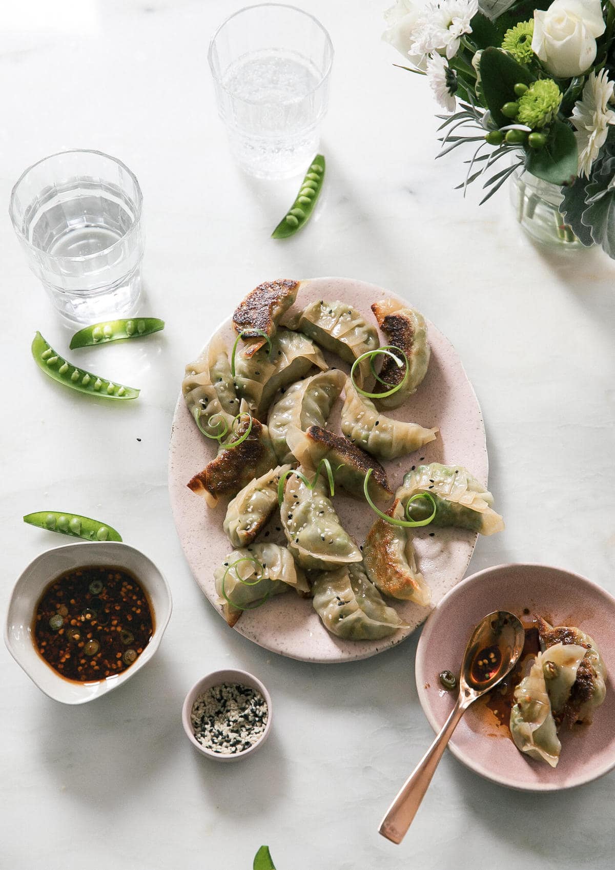 Spring Vegetable Pot Stickers with Peas and Leeks A Cozy Kitchen