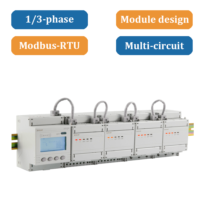 ADF400L Dinrail Multicircuit 1phase&3phase energy meter