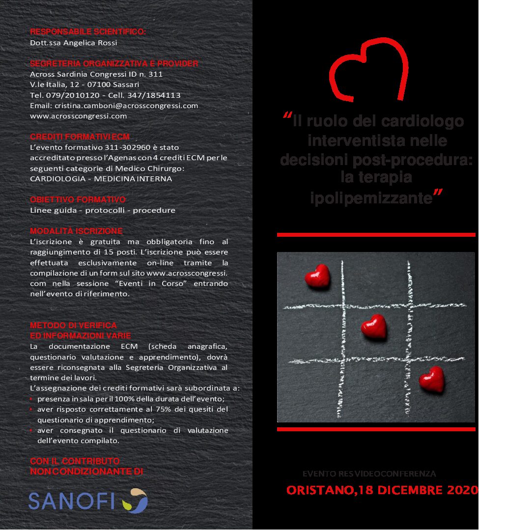 Il Ruolo Del Cardiologo Interventista Nelle Decisioni Post-Procedura:la Terapia Iipolipemizzante - Across Sardinia Congressi 1079_x_1028_jpg