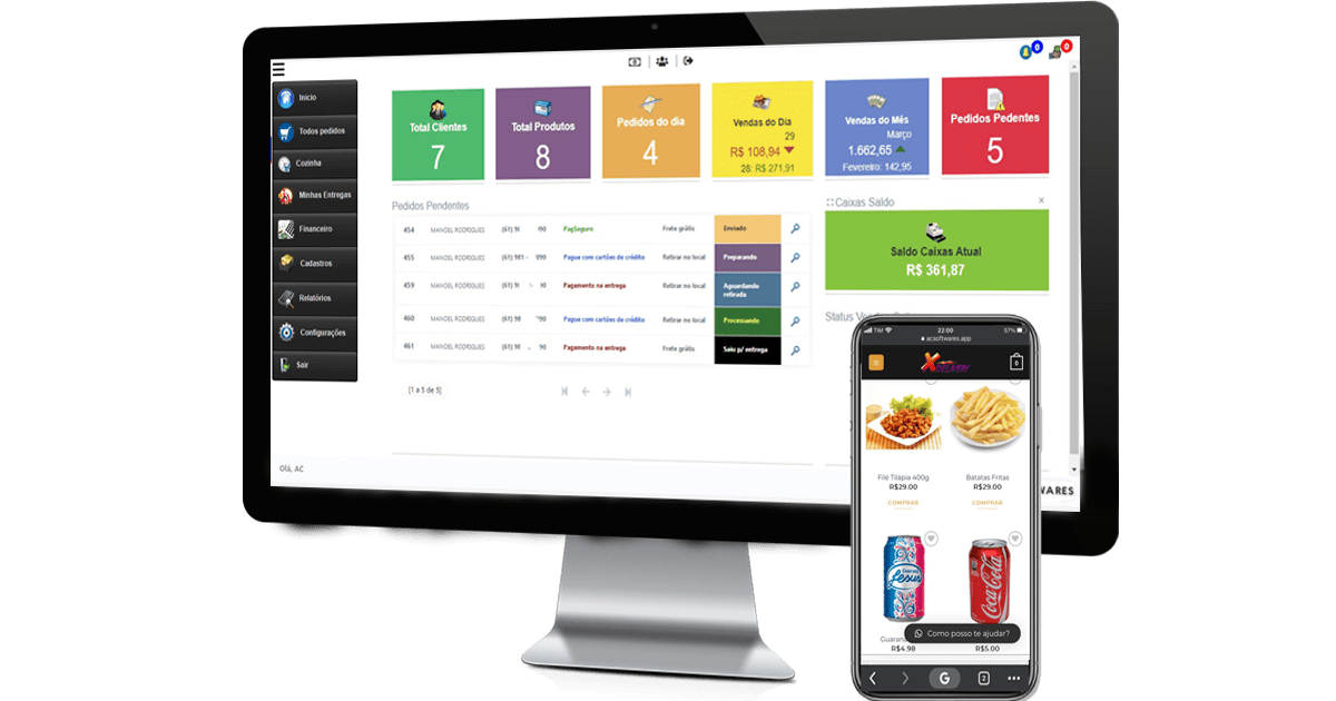 Sistema Delivery c/ recebimento online pelo Mercadopago e Pagseguro