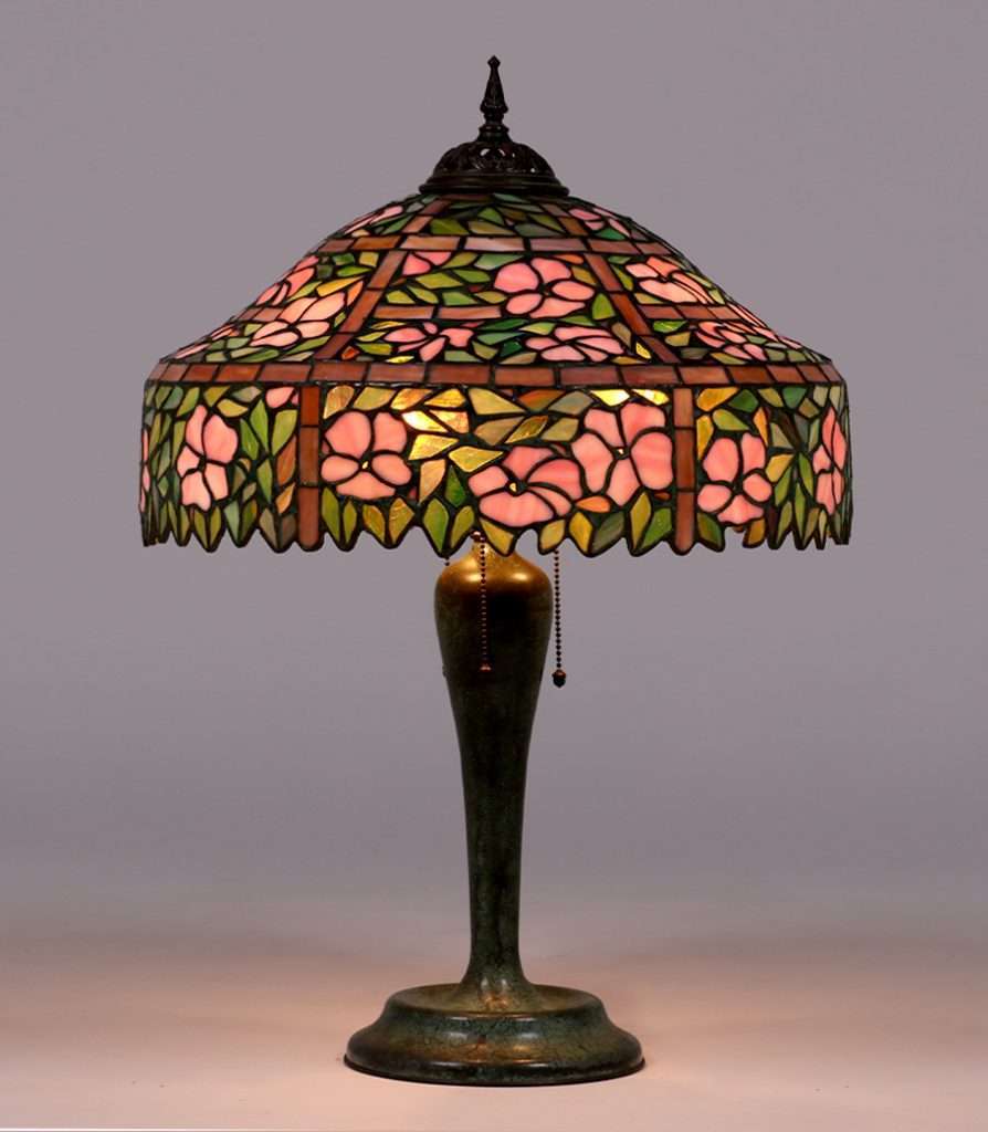 Unique Leaded Glass Lamp California Historical Design