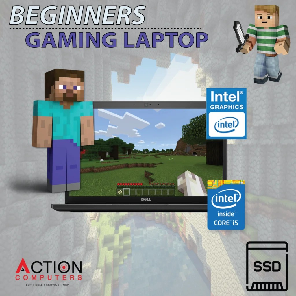 Dell Latitude Gaming Laptop Core i5 8GB 128GB Preloaded with Minecraft! Action Computers